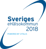 Logotyp. Sveriges eHälsokommun 2018.