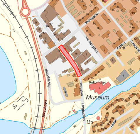 Karta som visar var Storgatan stängs av.